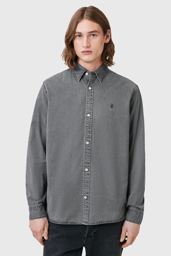 Πουκάμισο AllSaints BODHI M090SC γκρί