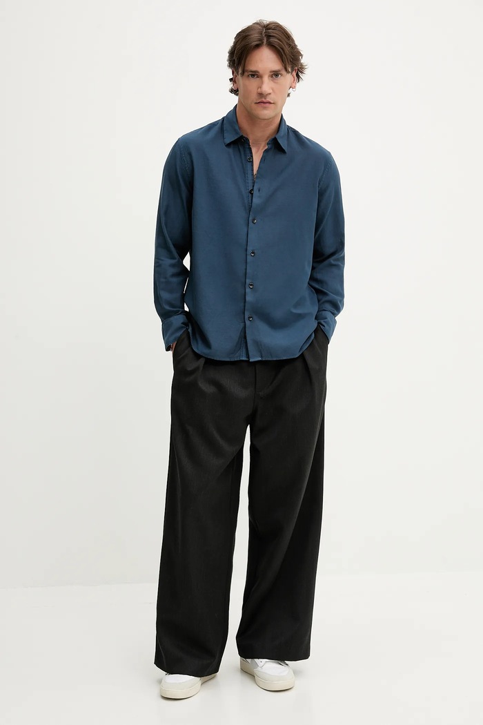 Košile Rag & Bone MBW25PA018PCML námořnická modř AW25