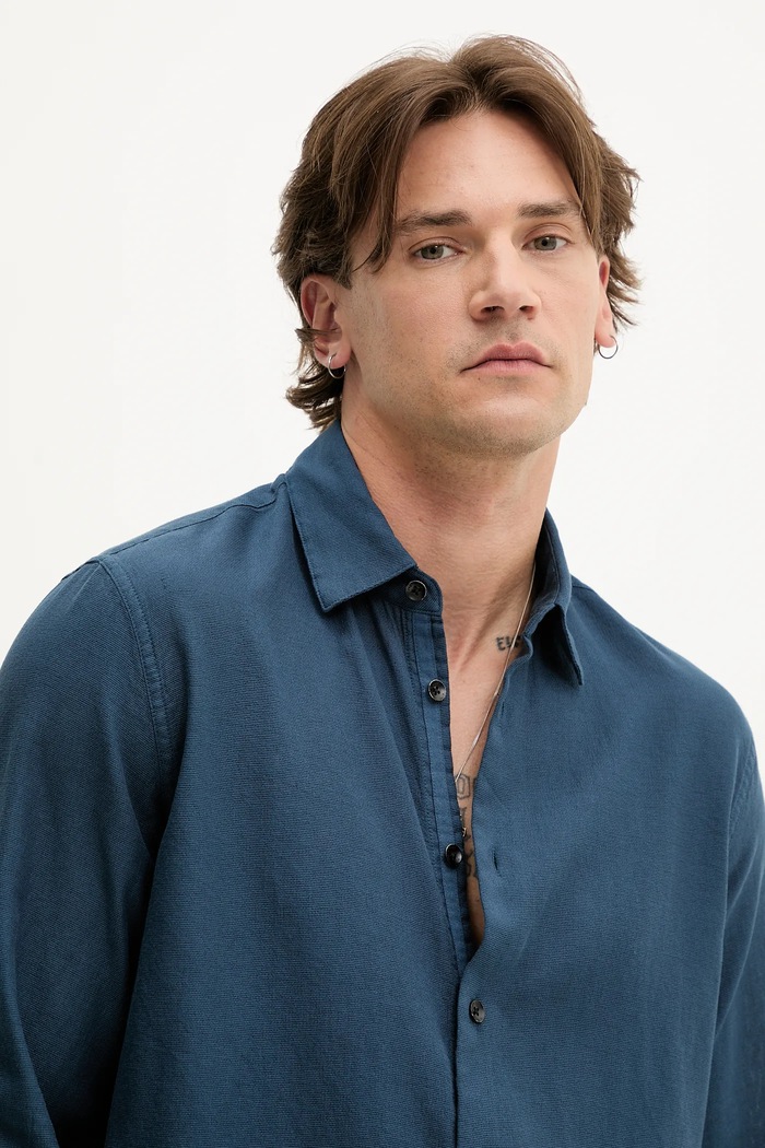 Košile Rag & Bone námořnická modř MBW25PA018PCML