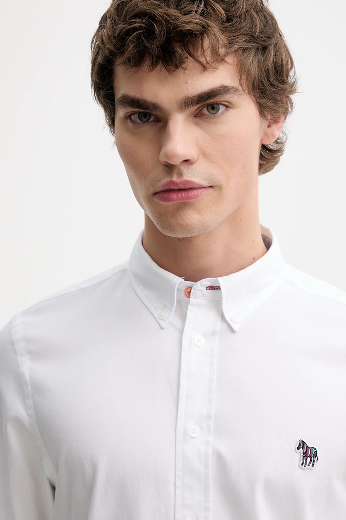 Pamučna košulja PS Paul Smith bijela M2R.599R.PZEBRA