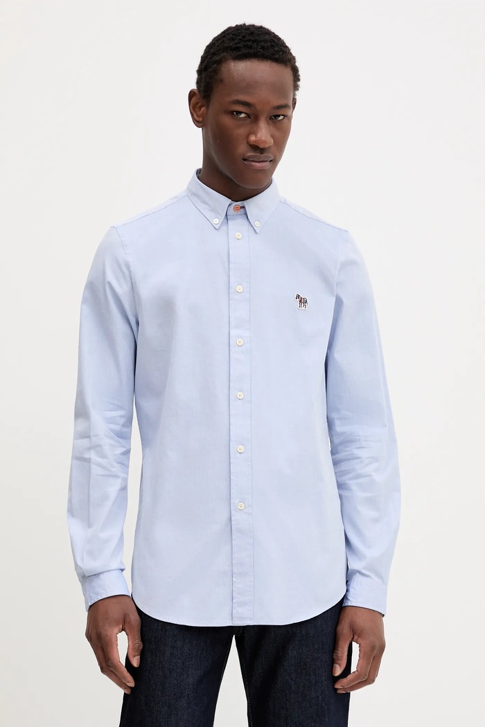 Bavlněná košile PS Paul Smith slim modrá M2R.599R.PZEBRA