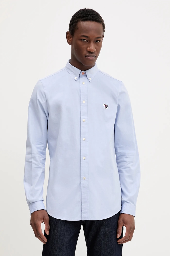 Bavlněná košile PS Paul Smith slim modrá M2R.599R.PZEBRA