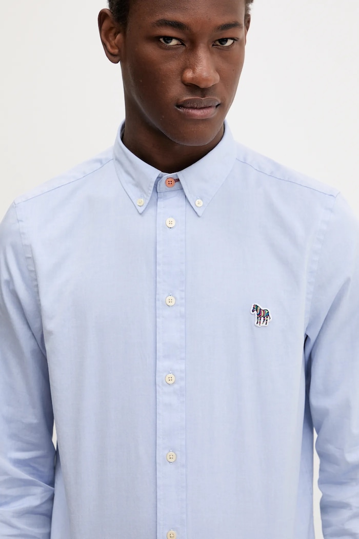 Bavlněná košile PS Paul Smith modrá M2R.599R.PZEBRA