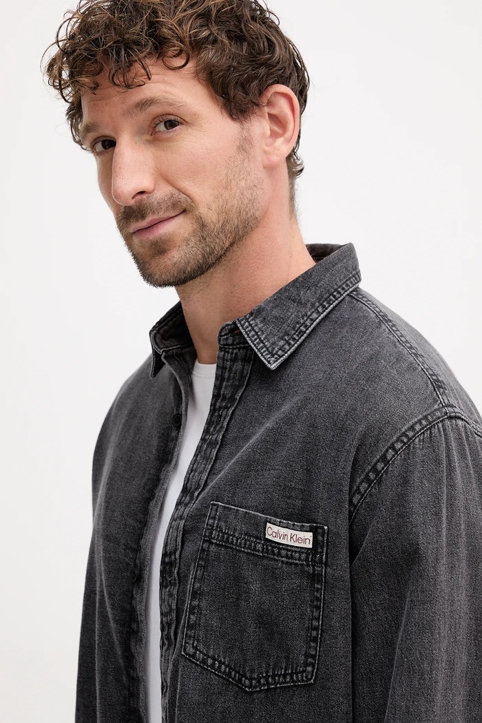 Bavlnená košeľa Calvin Klein Jeans sivá LV040BM733