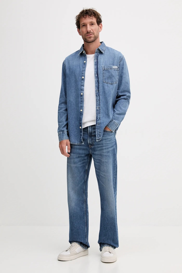 Rifľová košeľa Calvin Klein Jeans LV040EM774 modrá AW25