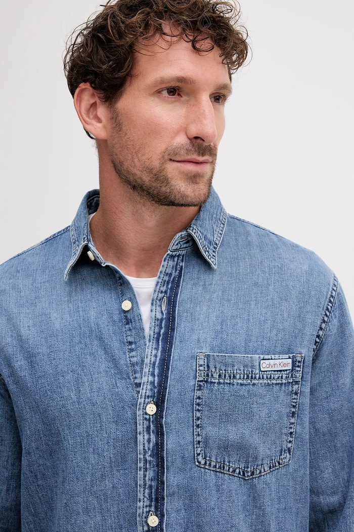 Rifľová košeľa Calvin Klein Jeans modrá LV040EM774