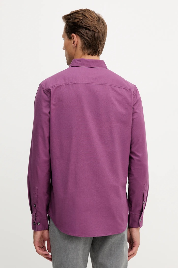 Îmbrăcăminte Calvin Klein Jeans cămașă bărbați din bumbac cu elastan LV140EM125 violet