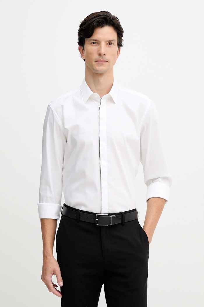 Хлопковая рубашка BOSS H-HANK-party7-253 casual белый 50545158