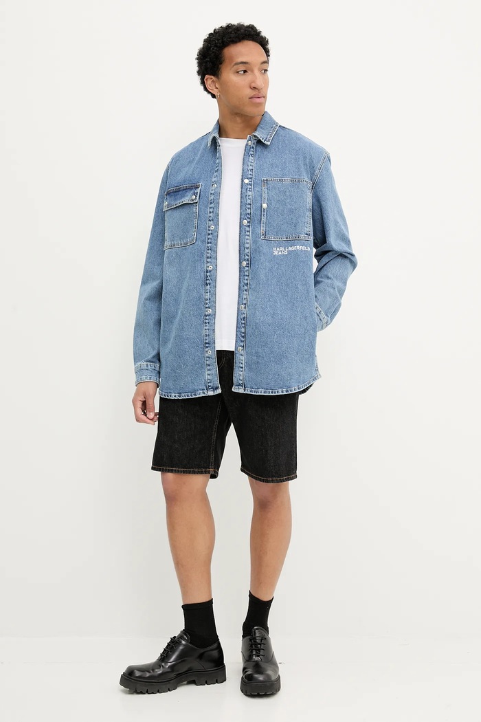Džínová košile Karl Lagerfeld Jeans A3M16004 modrá AW25