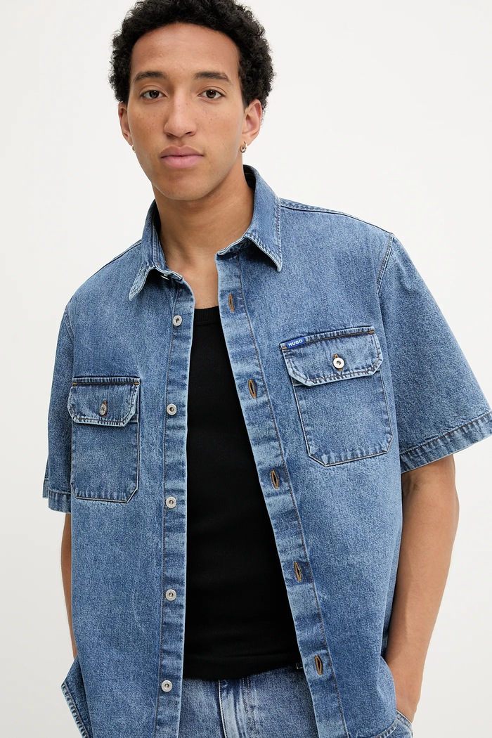 Cămașă din denim Ekyno HUGO Blue 50545213 albastru