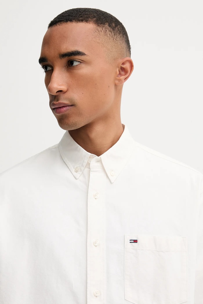 Tommy Jeans cămașă din bumbac alb DM0DM21926