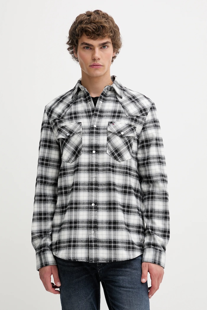 Bavlnená košeľa Tommy Jeans regular čierna DM0DM22019