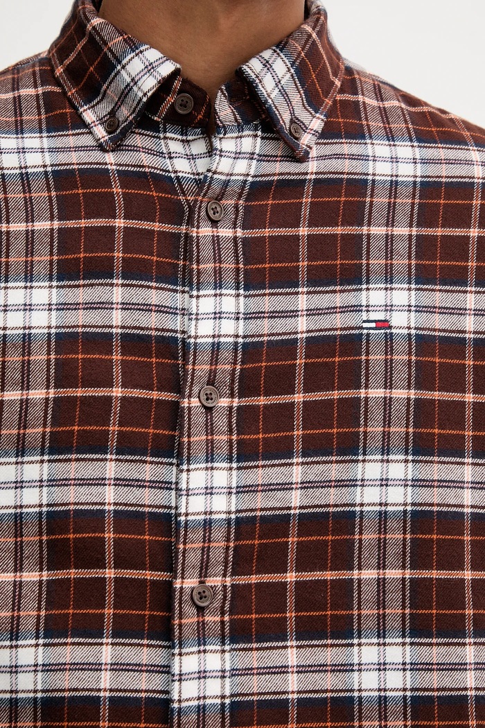 Βαμβακερό πουκάμισο Tommy Jeans DM0DM22024 καφέ