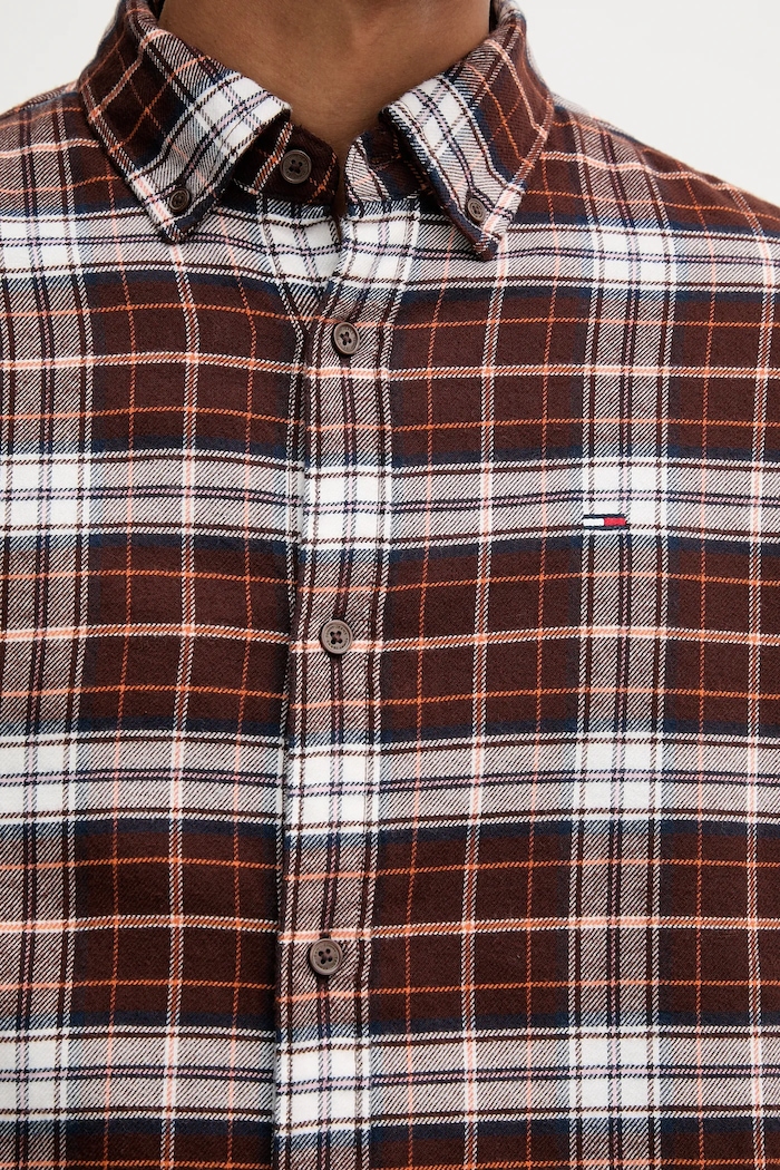 Βαμβακερό πουκάμισο Tommy Jeans DM0DM22024 καφέ