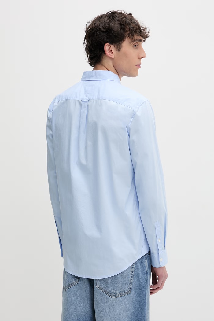 Ρούχα Tommy Jeans πουκάμισο ανδρικό βαμβακερό DM0DM22026 μπλε