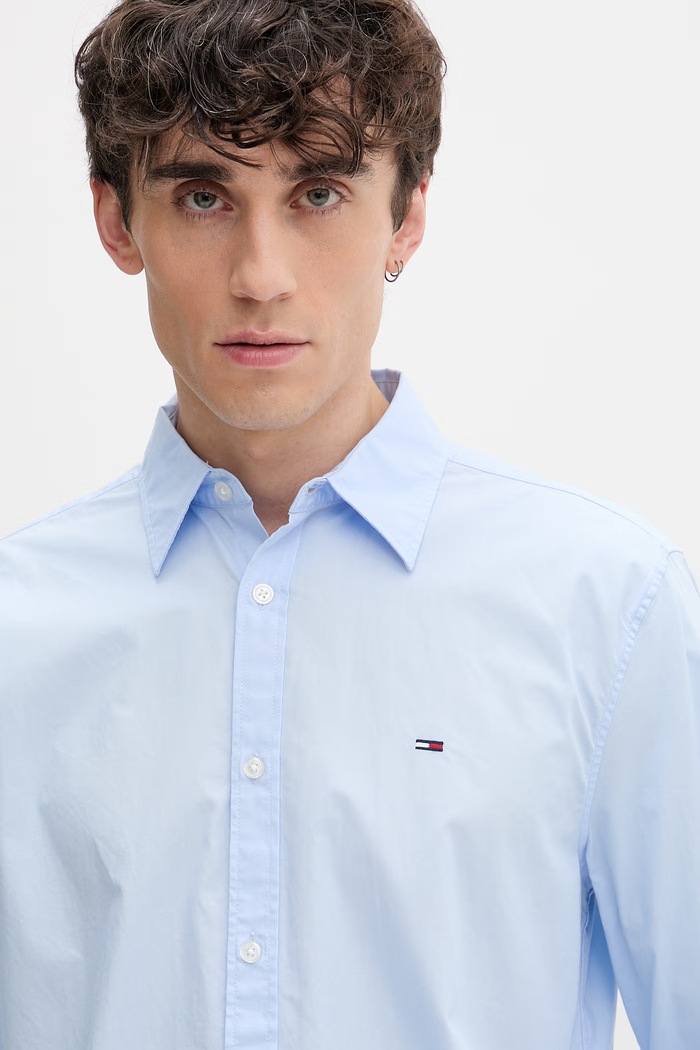 Tommy Jeans πουκάμισο ανδρικό βαμβακερό μπλε DM0DM22026