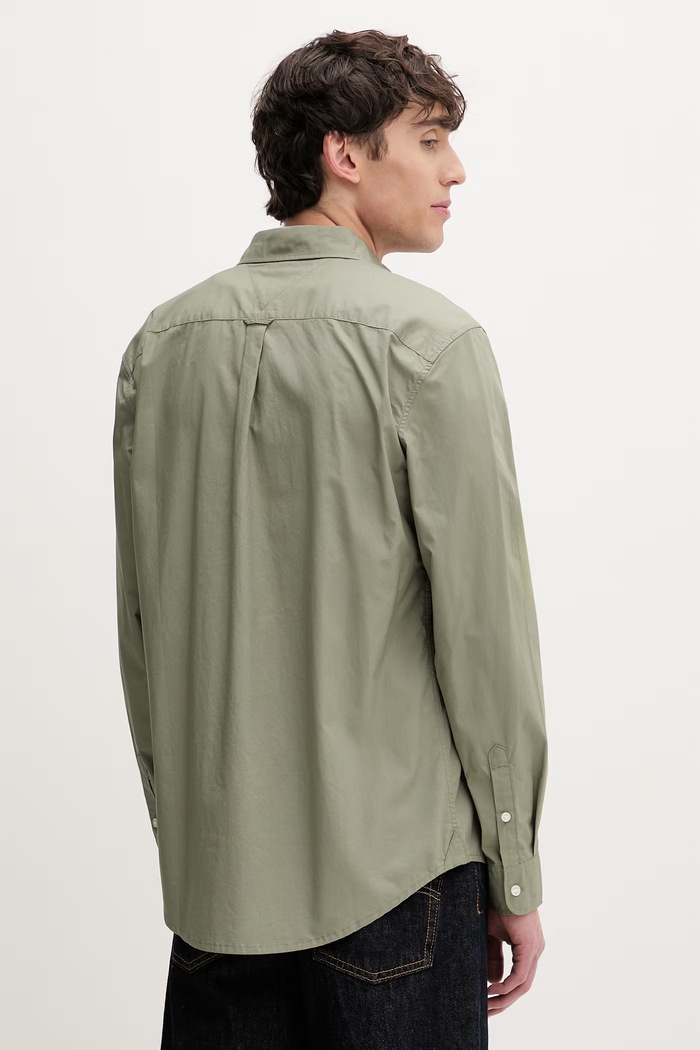 Ρούχα Tommy Jeans πουκάμισο ανδρικό βαμβακερό DM0DM22026 πράσινο