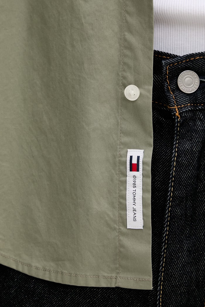 Tommy Jeans πουκάμισο ανδρικό βαμβακερό DM0DM22026 πράσινο