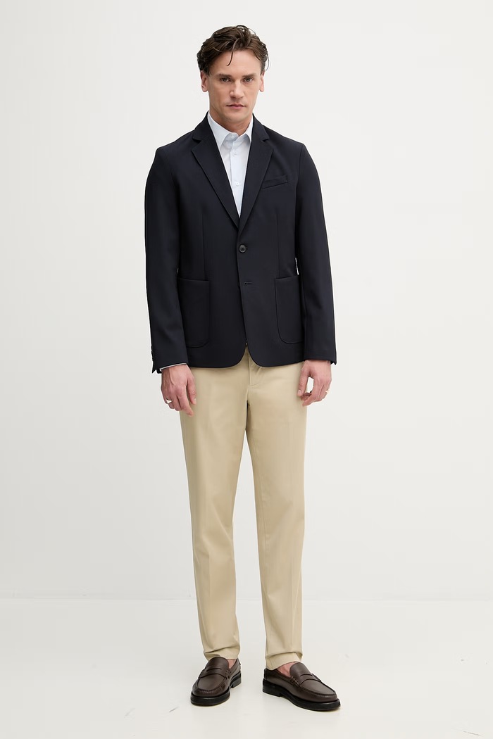 United Colors of Benetton риза мъжка 551MUQ049 син SS26