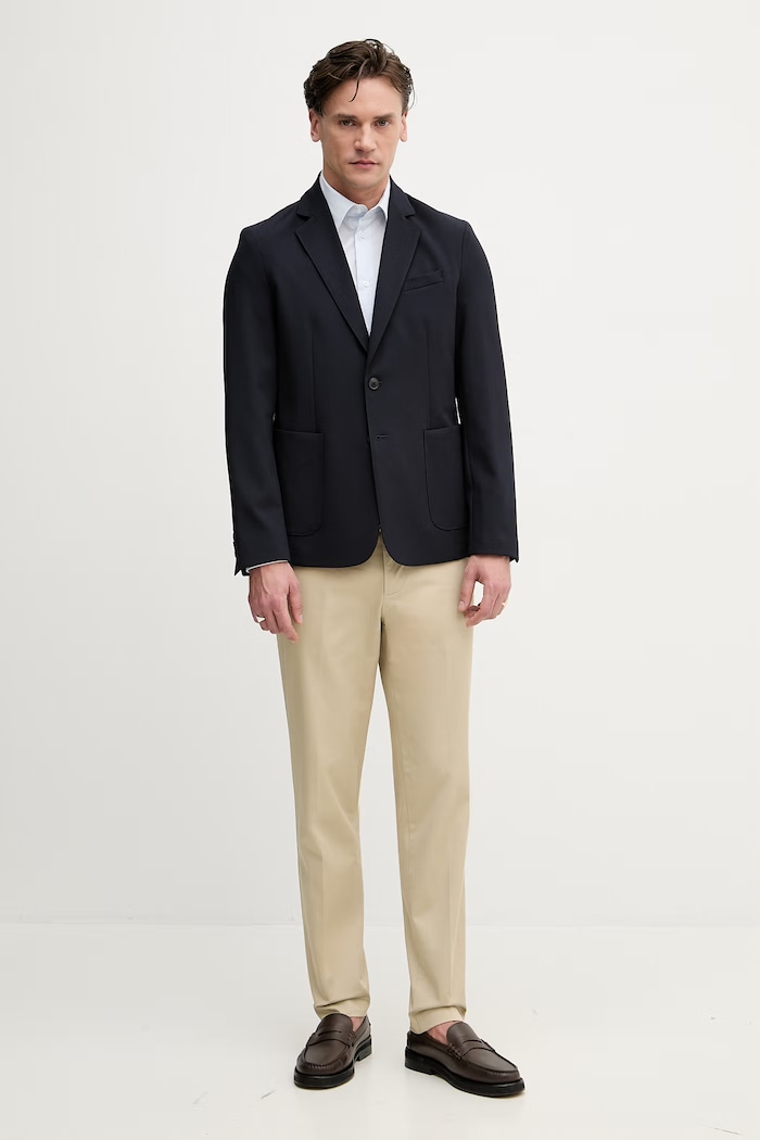 United Colors of Benetton риза мъжка 551MUQ049 син SS26