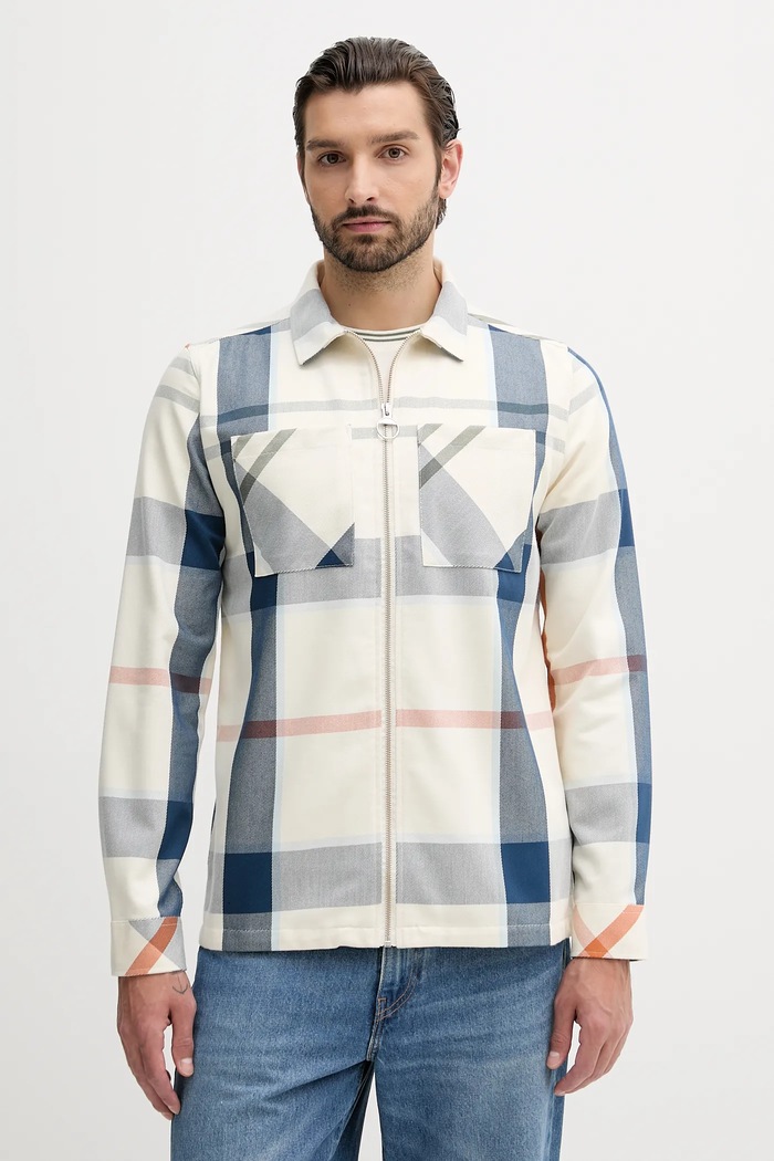 Barbour koszula męska bawełniana ETTRICK wzorzyste beżowy MOS0305