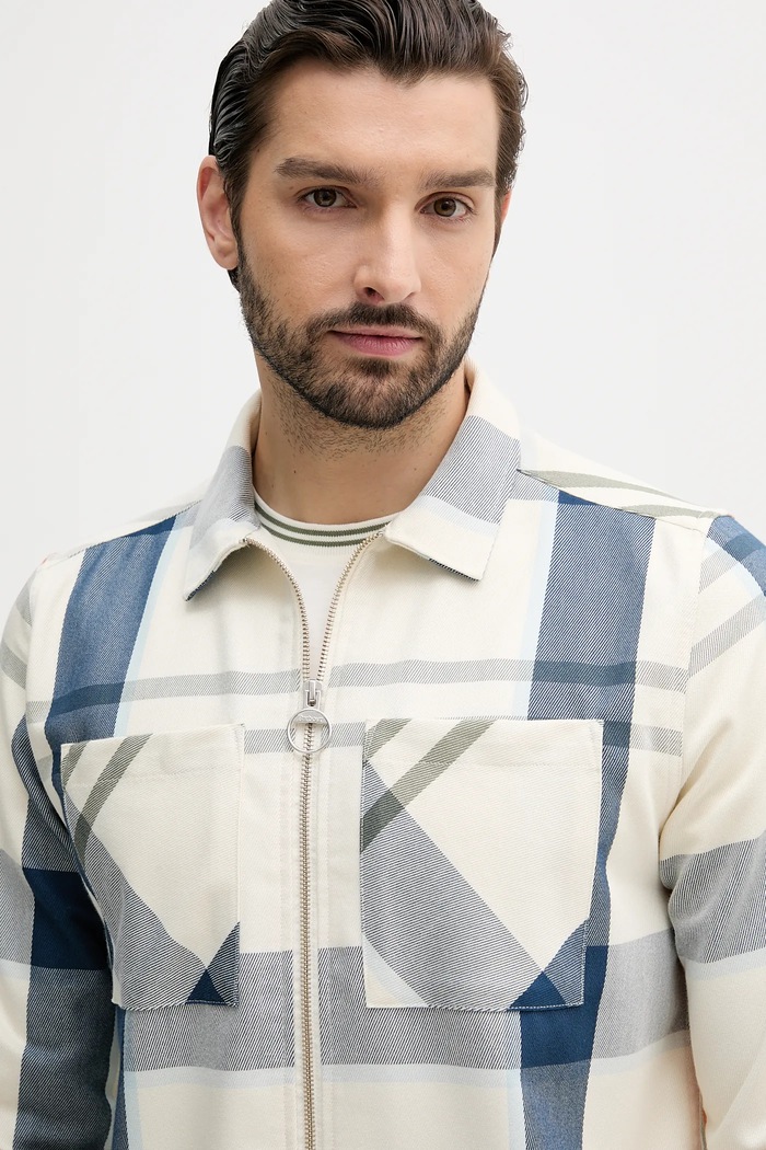 Barbour koszula męska bawełniana ETTRICK beżowy MOS0305