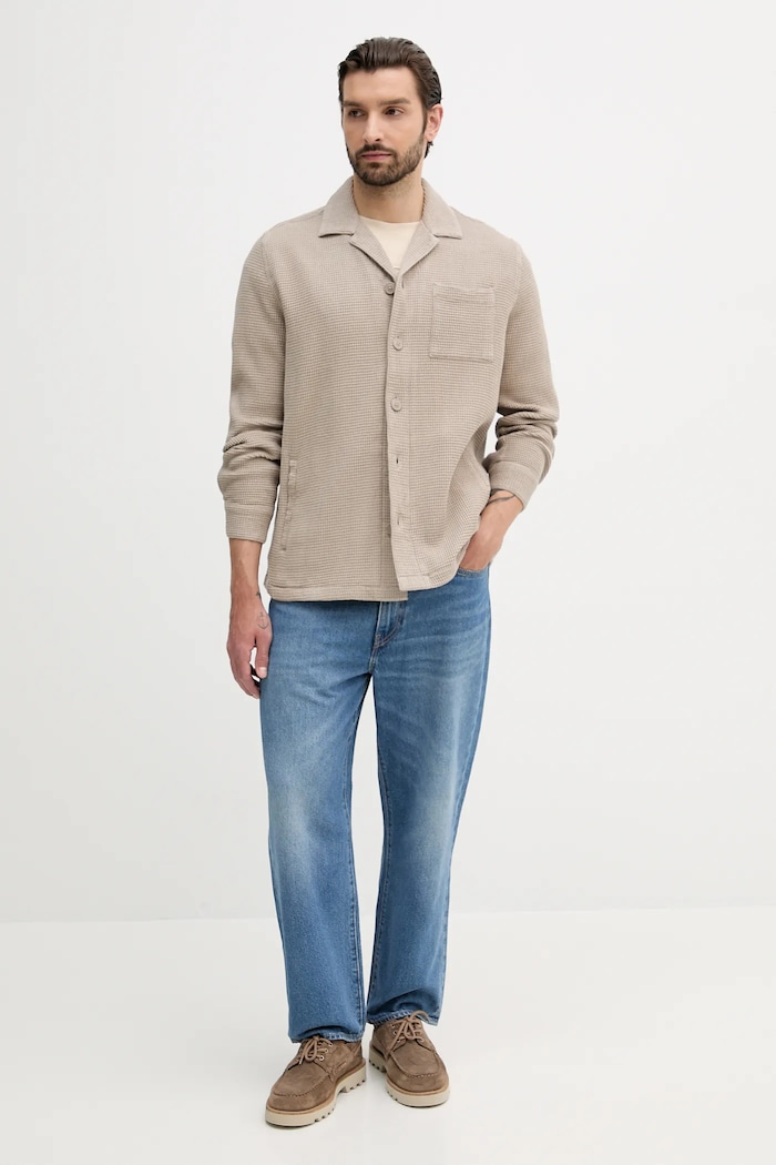 Barbour koszula bawełniana SANDWOOD MOS0416 beżowy AW25