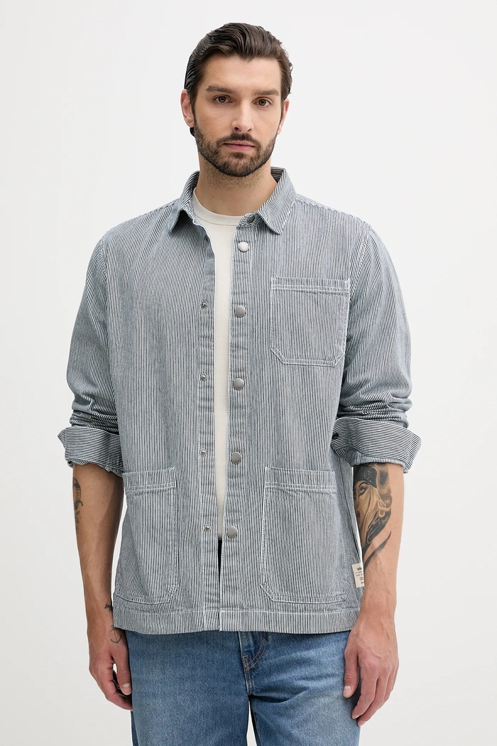Barbour koszula bawełniana TINDALE wzorzyste granatowy MOS0435