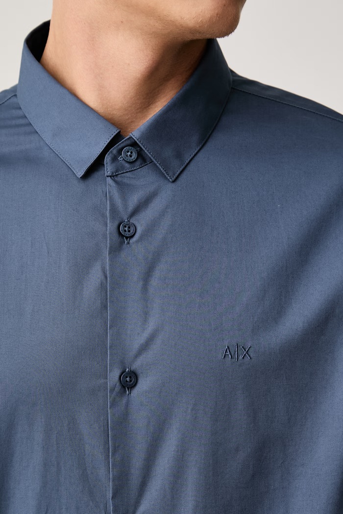 Košulja za muškarce od pamuka s elastanom Armani Exchange plava 8NZC31.ZN28Z.