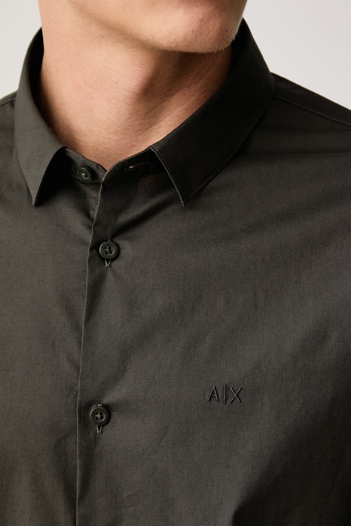 Košulja za muškarce od pamuka s elastanom Armani Exchange 8NZC31.ZN28Z. zelena