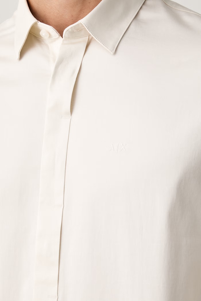 Armani Exchange srajca moška bombažna z elastanom 8NZCBD.ZN10Z. bež