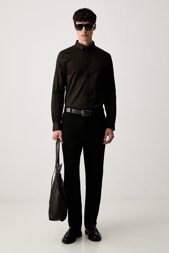 Armani Exchange srajca moška bombažna z elastanom 8NZCBD.ZN10Z. zelena SS26