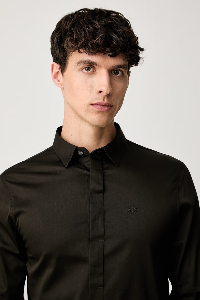 Armani Exchange srajca moška bombažna z elastanom zelena 8NZCBD.ZN10Z.