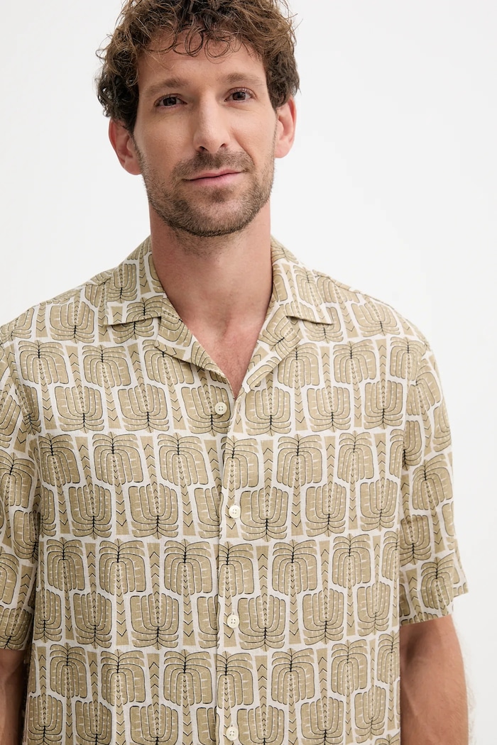 Frescobol Carioca camicia di lino verde 2593.843