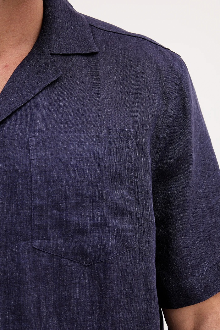 Frescobol Carioca camicia di lino 2029.18 blu navy