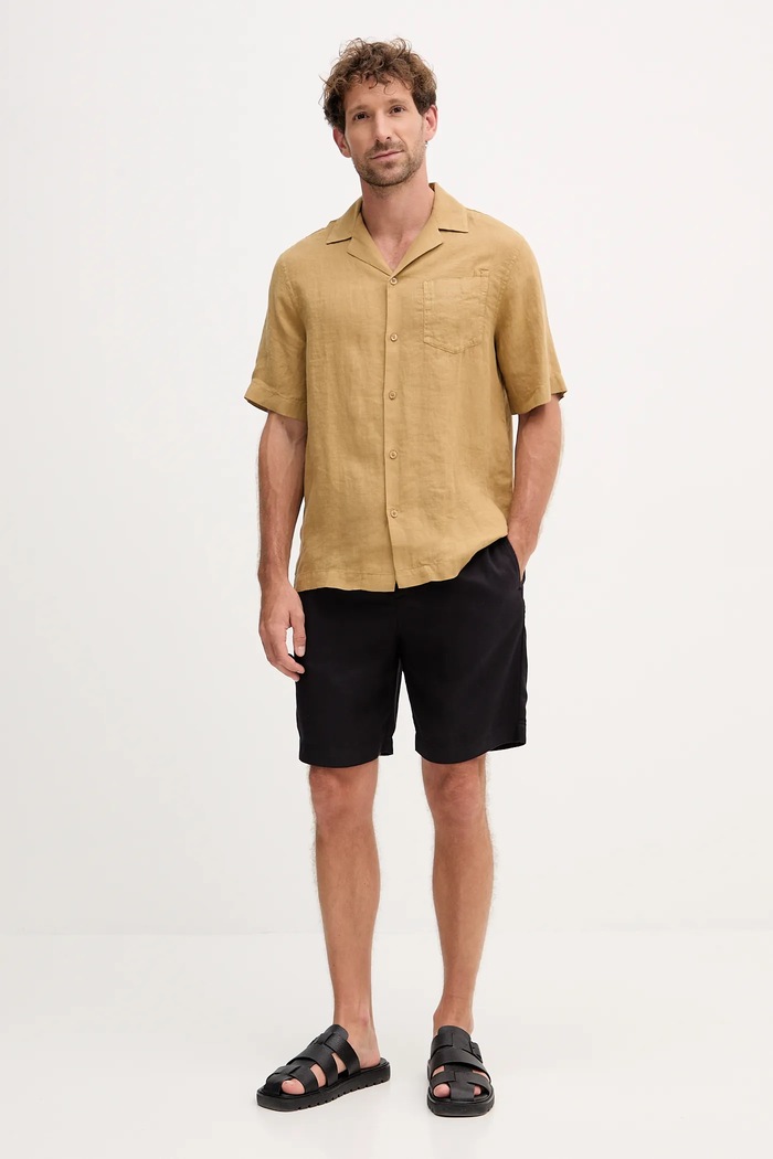 Frescobol Carioca camicia di lino 2533.843 verde AW25