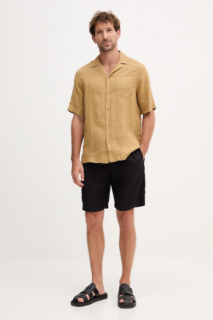 Frescobol Carioca camicia di lino 2533.843 verde AW25