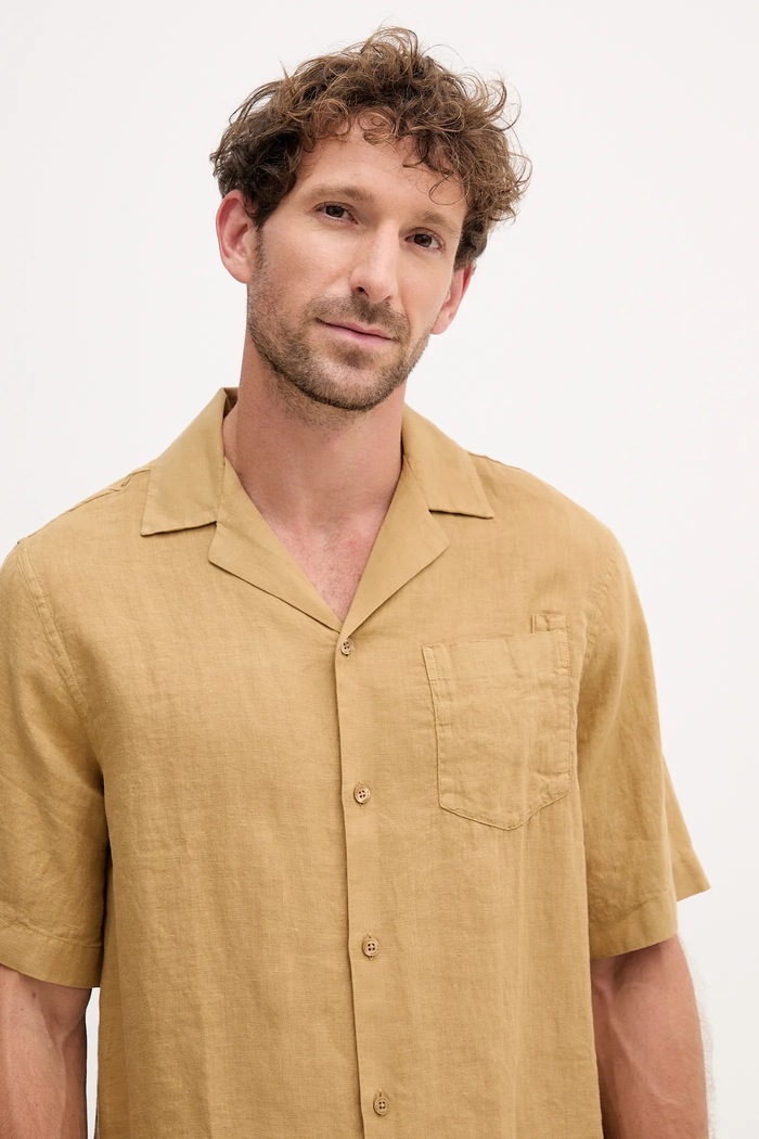 Frescobol Carioca camicia di lino verde 2533.843