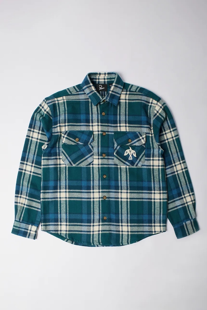 by Parra koszula bawełniana Crow flanel wzorzyste zielony 54330.