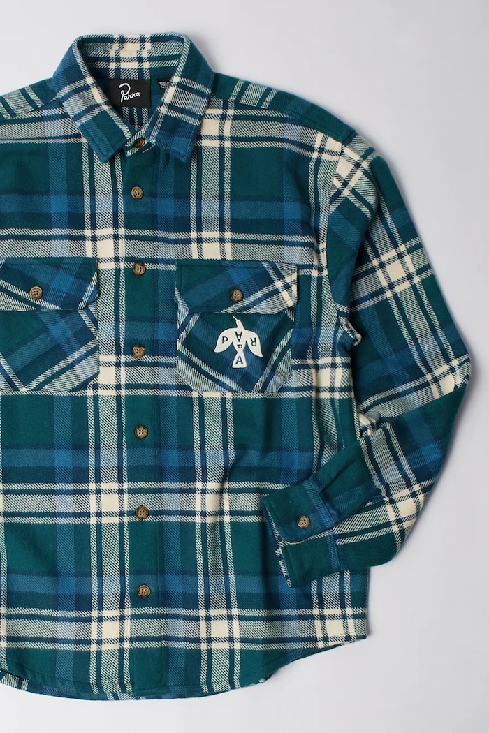 Odzież by Parra koszula bawełniana Crow flanel 54330. zielony