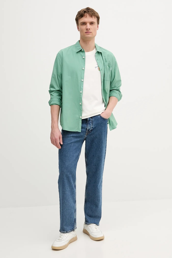 Pepe Jeans Cămașă din bumbac PM309075 verde AW25