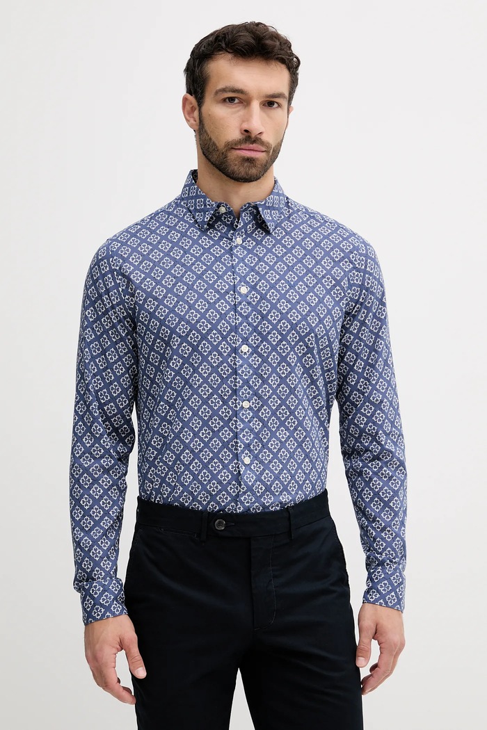 Bavlněná košile Pepe Jeans regular modrá PM309092