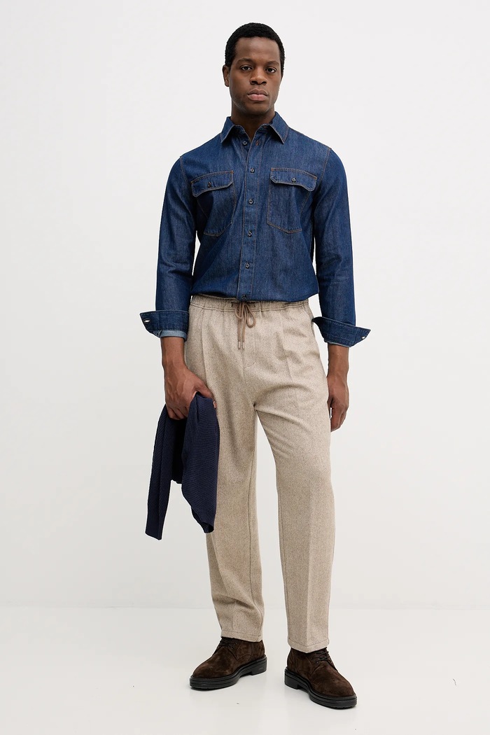 Sisley srajca moška denim 51WVSQ04V modra SS26