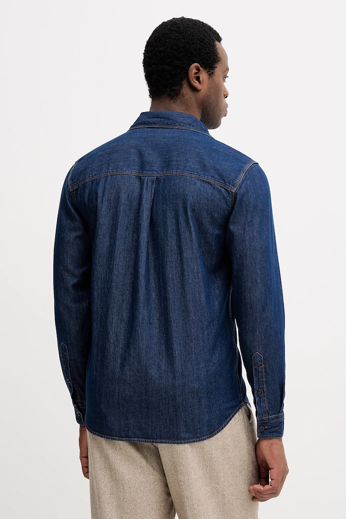 Oblačila Sisley srajca moška denim 51WVSQ04V modra