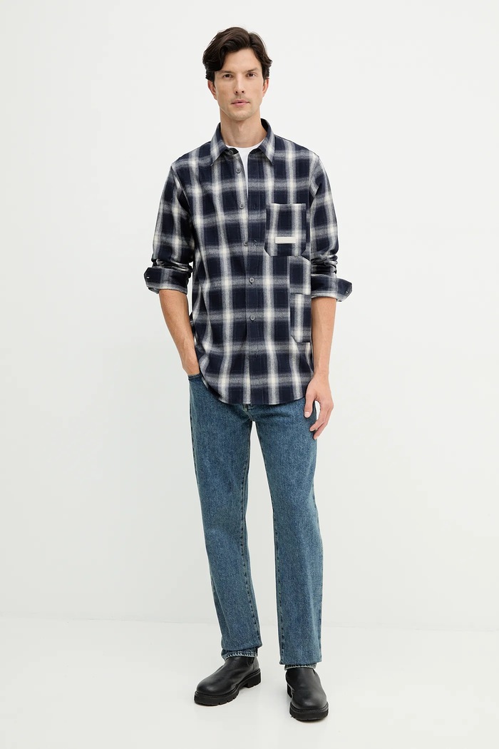 Bavlnená košeľa Armani Exchange XM001149.AF16626 tmavomodrá AW25