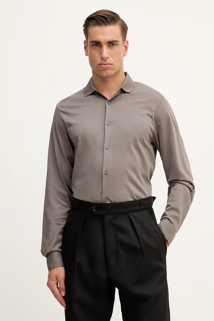 Armani Exchange cămașă din bumbac lung gri XM001370.AF10364