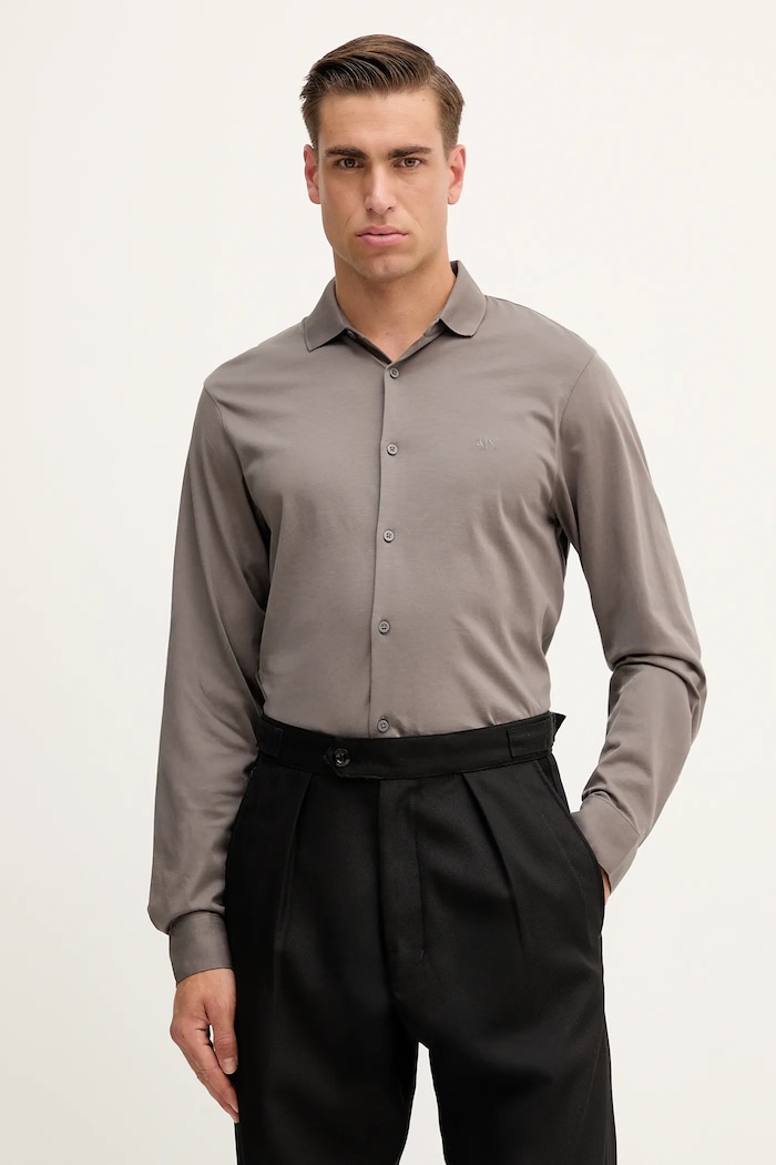 Armani Exchange cămașă din bumbac lung gri XM001370.AF10364