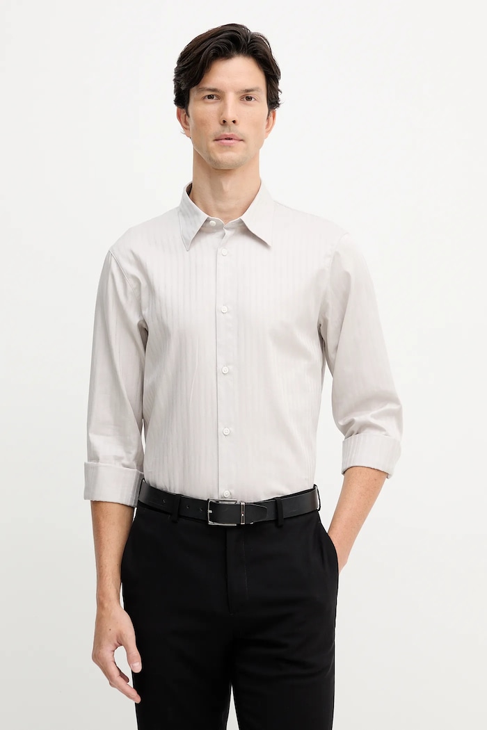 Bavlněná košile Armani Exchange jemný vzor béžová XM001868.AF18836