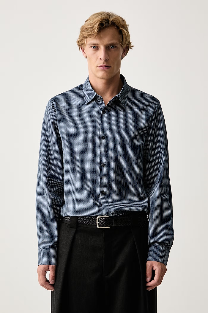 Armani Exchange Cămașă pentru bărbați, din bumbac albastru XM001942.AF19194