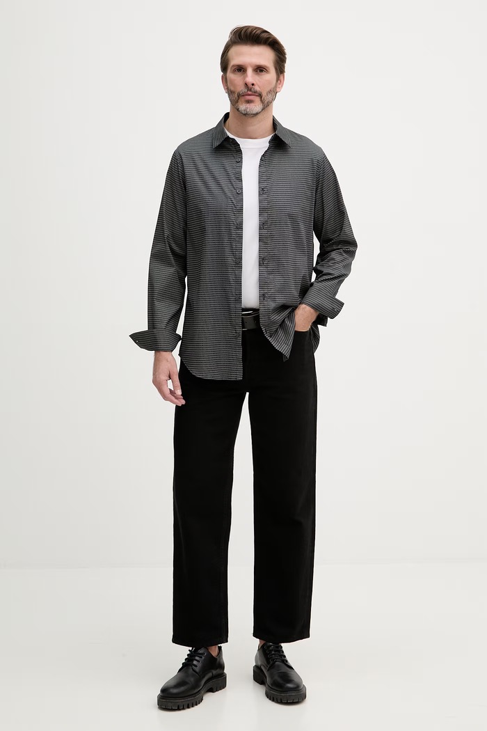 Armani Exchange košeľa pánska bavlnená XM001942.AF19194 čierna SS26